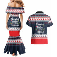 Sweater Weather Christmas Couples Matching Mermaid Dress and Hawaiian Shirt with Better Together Quote and Reindeer Snowflake - Wonder Print Shop