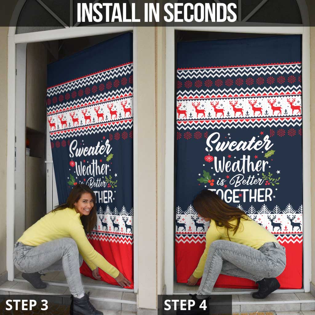 Sweater Weather Christmas Door Cover with Better Together Quote and Reindeer Snowflake - Wonder Print Shop