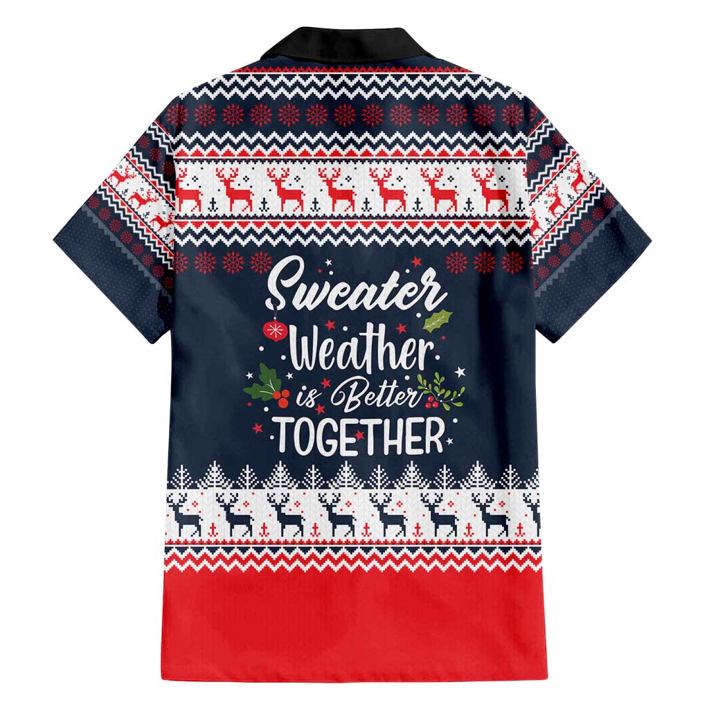 Sweater Weather Christmas Family Matching Long Sleeve Bodycon Dress and Hawaiian Shirt with Better Together Quote and Reindeer Snowflake - Wonder Print Shop