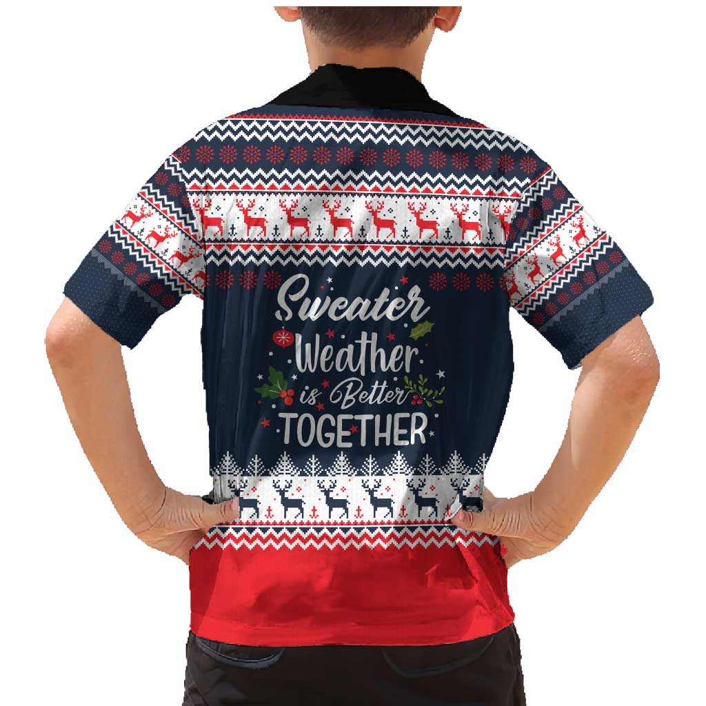 Sweater Weather Christmas Family Matching Mermaid Dress and Hawaiian Shirt with Better Together Quote and Reindeer Snowflake - Wonder Print Shop
