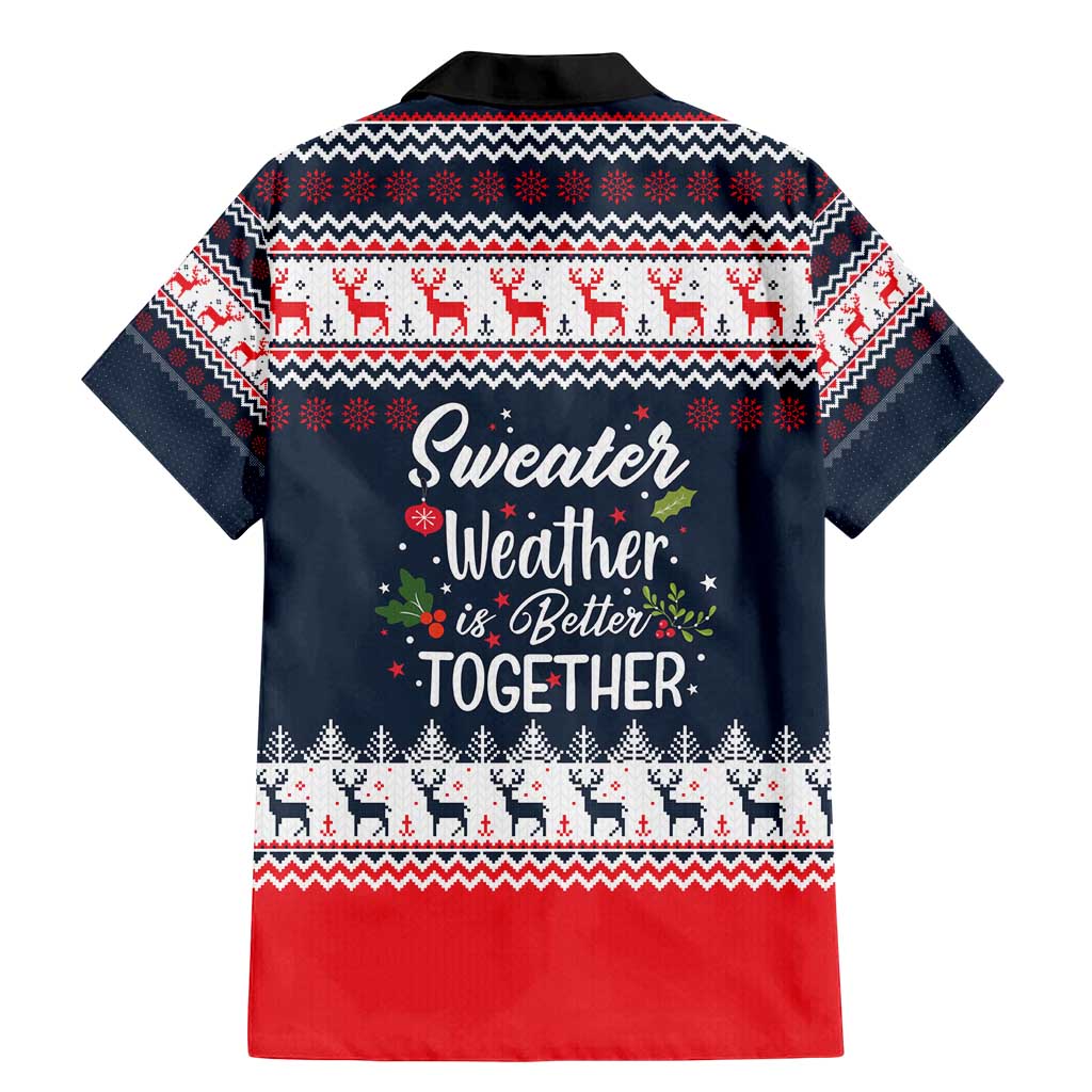 Sweater Weather Christmas Family Matching Mermaid Dress and Hawaiian Shirt with Better Together Quote and Reindeer Snowflake - Wonder Print Shop