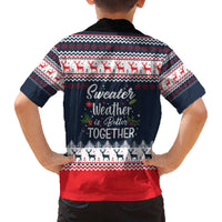 Sweater Weather Christmas Family Matching Off The Shoulder Long Sleeve Dress and Hawaiian Shirt with Better Together Quote and Reindeer Snowflake - Wonder Print Shop