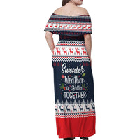 Sweater Weather Christmas Family Matching Off Shoulder Maxi Dress and Hawaiian Shirt with Better Together Quote and Reindeer Snowflake - Wonder Print Shop