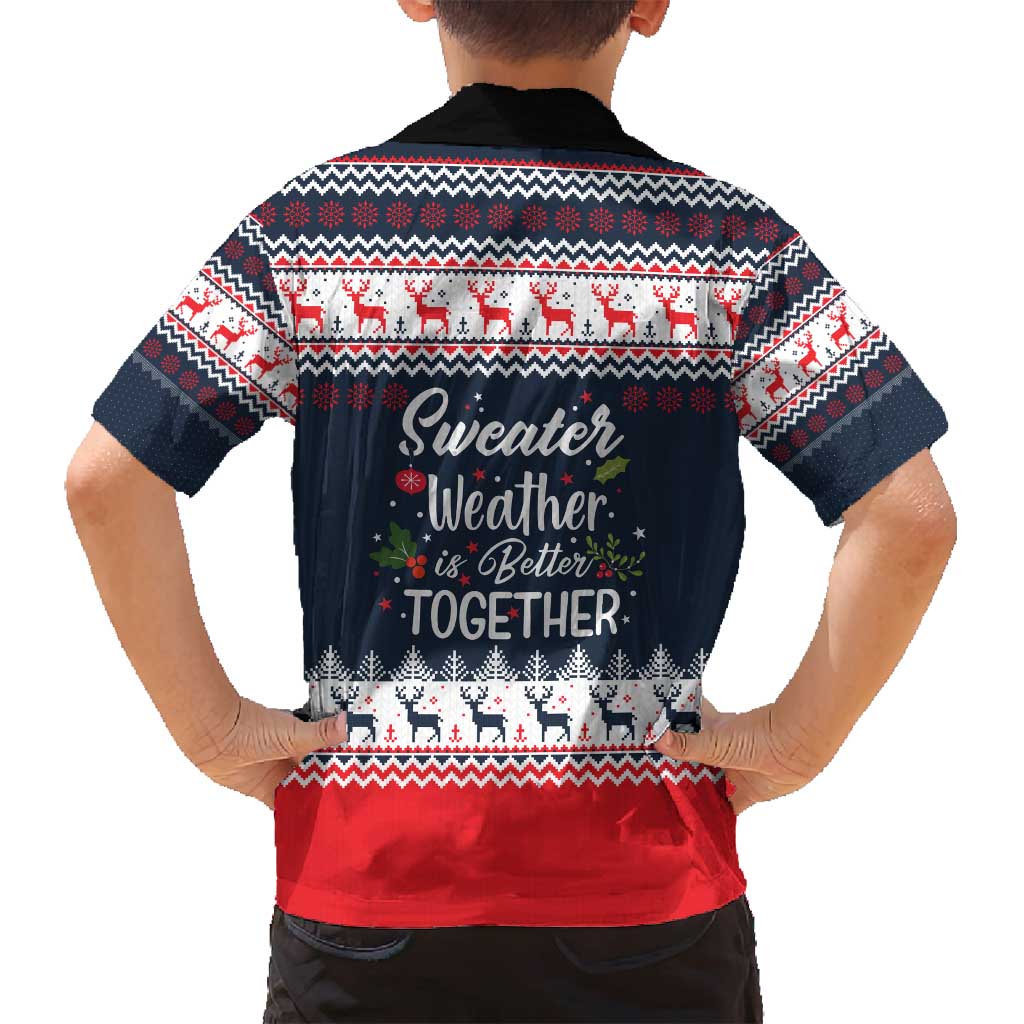 Sweater Weather Christmas Family Matching Puletasi and Hawaiian Shirt with Better Together Quote and Reindeer Snowflake - Wonder Print Shop