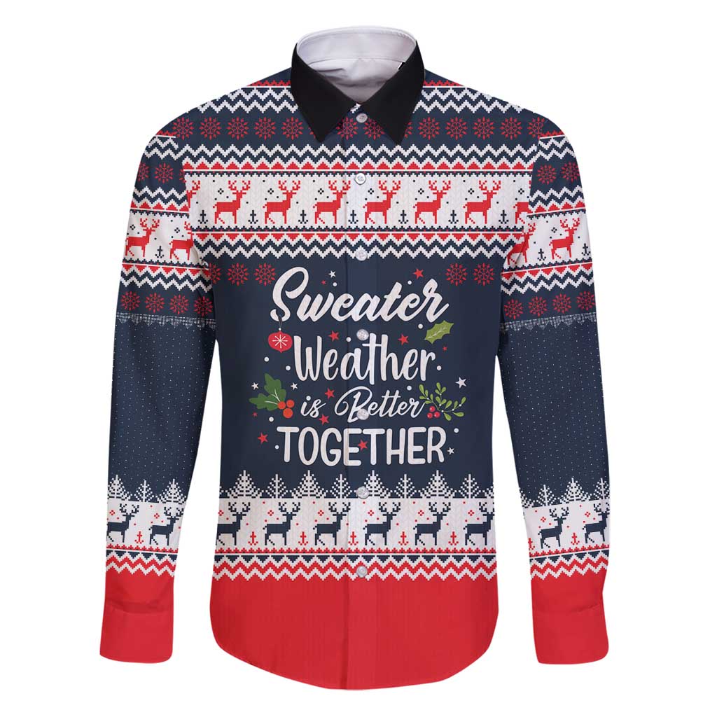 Sweater Weather Christmas Family Matching Puletasi and Hawaiian Shirt with Better Together Quote and Reindeer Snowflake - Wonder Print Shop