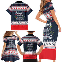 Sweater Weather Christmas Family Matching Short Sleeve Bodycon Dress and Hawaiian Shirt with Better Together Quote and Reindeer Snowflake - Wonder Print Shop