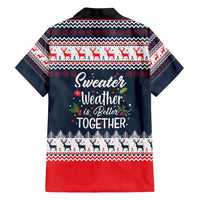 Sweater Weather Christmas Family Matching Short Sleeve Bodycon Dress and Hawaiian Shirt with Better Together Quote and Reindeer Snowflake - Wonder Print Shop