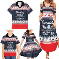 Sweater Weather Christmas Family Matching Summer Maxi Dress and Hawaiian Shirt with Better Together Quote and Reindeer Snowflake - Wonder Print Shop