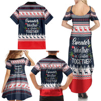 Sweater Weather Christmas Family Matching Summer Maxi Dress and Hawaiian Shirt with Better Together Quote and Reindeer Snowflake - Wonder Print Shop