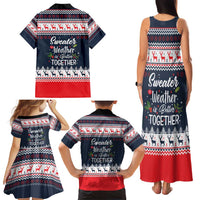 Sweater Weather Christmas Family Matching Tank Maxi Dress and Hawaiian Shirt with Better Together Quote and Reindeer Snowflake - Wonder Print Shop