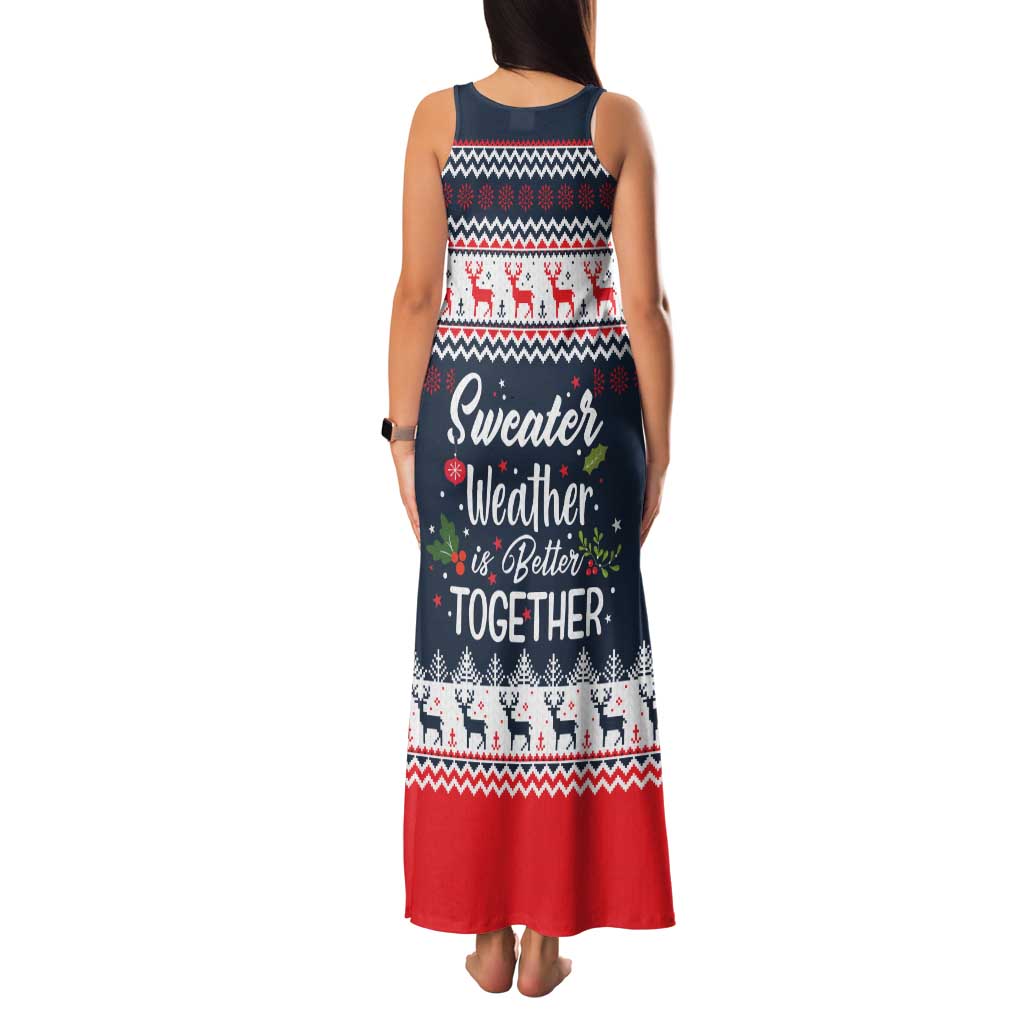 Sweater Weather Christmas Family Matching Tank Maxi Dress and Hawaiian Shirt with Better Together Quote and Reindeer Snowflake - Wonder Print Shop