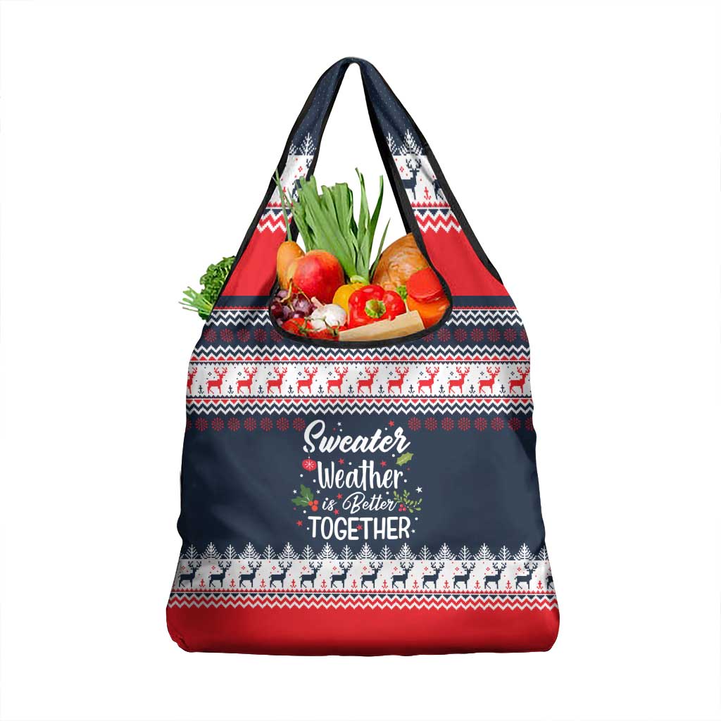 Sweater Weather Christmas Grocery Bag with Better Together Quote and Reindeer Snowflake - Wonder Print Shop