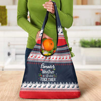 Sweater Weather Christmas Grocery Bag with Better Together Quote and Reindeer Snowflake - Wonder Print Shop