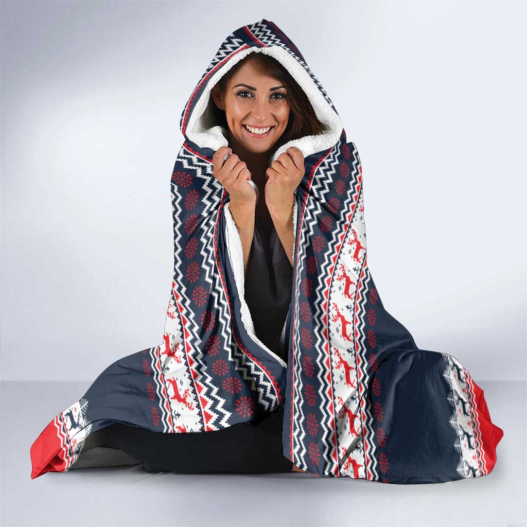 Sweater Weather Christmas Hooded Blanket with Better Together Quote and Reindeer Snowflake - Wonder Print Shop