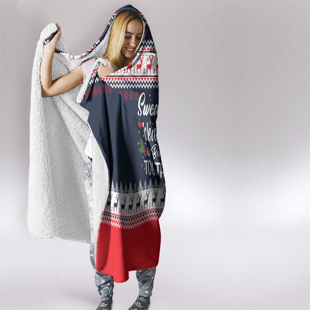 Sweater Weather Christmas Hooded Blanket with Better Together Quote and Reindeer Snowflake - Wonder Print Shop