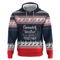 Sweater Weather Christmas Hoodie with Better Together Quote and Reindeer Snowflake - Wonder Print Shop