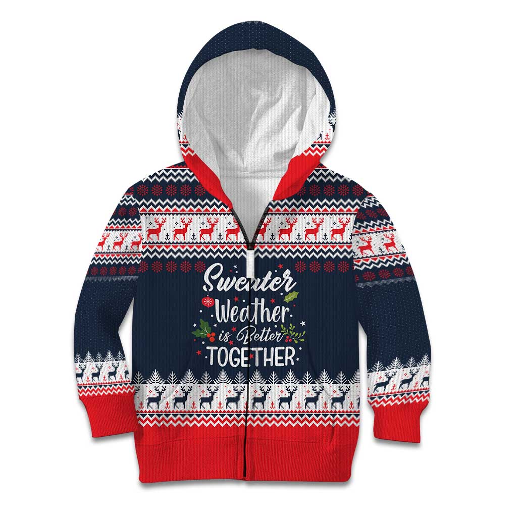 Sweater Weather Christmas Kid Hoodie with Better Together Quote and Reindeer Snowflake - Wonder Print Shop