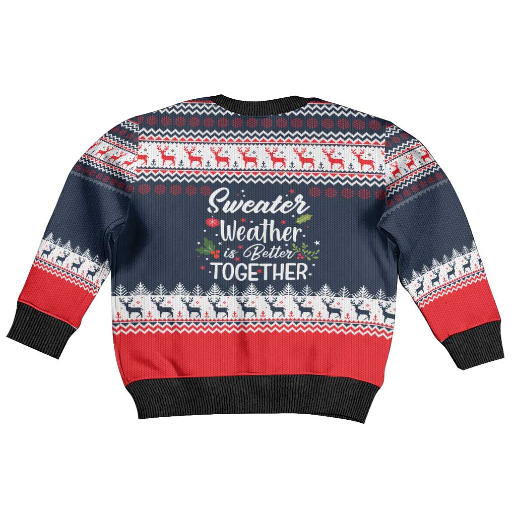 Sweater Weather Christmas Kid Ugly Christmas Sweater with Better Together Quote and Reindeer Snowflake - Wonder Print Shop