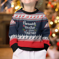 Sweater Weather Christmas Kid Ugly Christmas Sweater with Better Together Quote and Reindeer Snowflake - Wonder Print Shop
