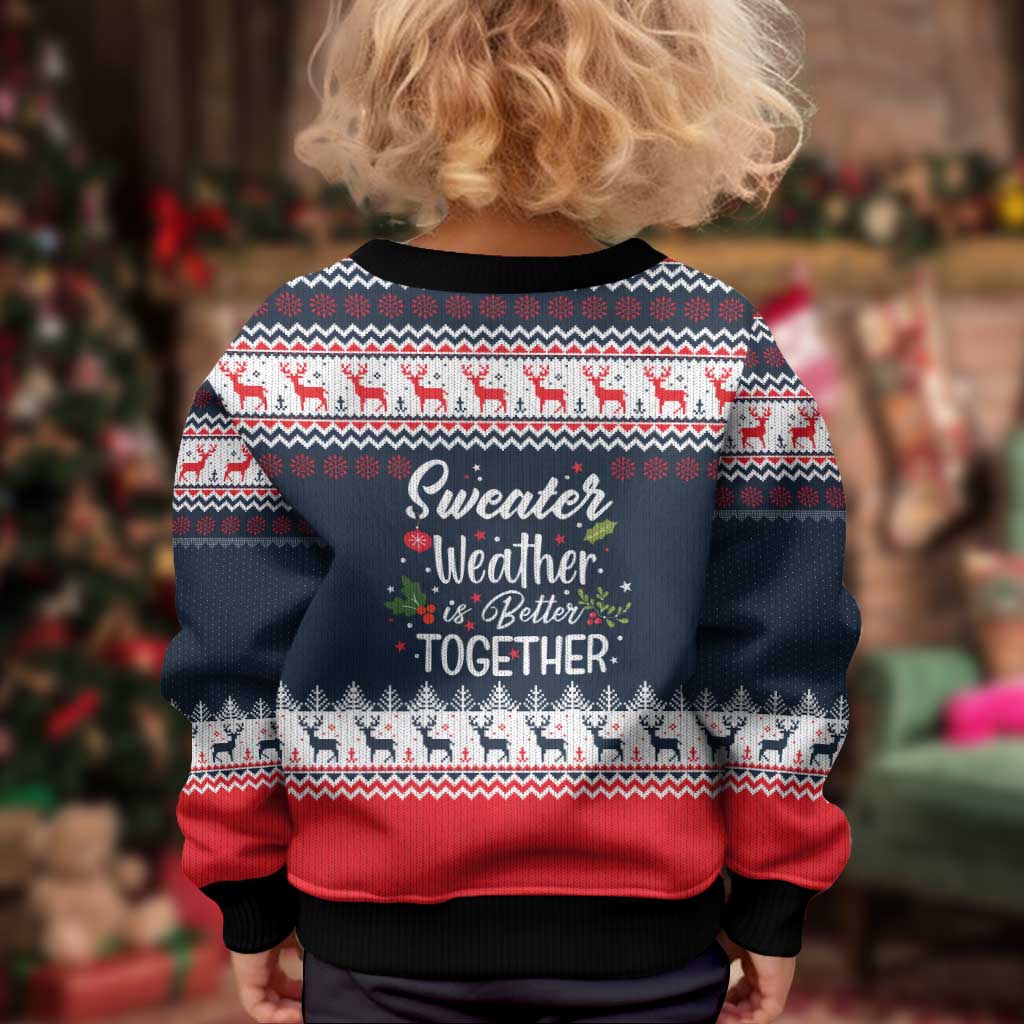 Sweater Weather Christmas Kid Ugly Christmas Sweater with Better Together Quote and Reindeer Snowflake - Wonder Print Shop