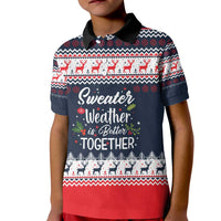 Sweater Weather Christmas Kid Polo Shirt with Better Together Quote and Reindeer Snowflake - Wonder Print Shop