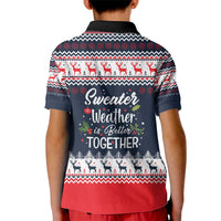 Sweater Weather Christmas Kid Polo Shirt with Better Together Quote and Reindeer Snowflake - Wonder Print Shop