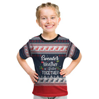 Sweater Weather Christmas Kid T Shirt with Better Together Quote and Reindeer Snowflake - Wonder Print Shop