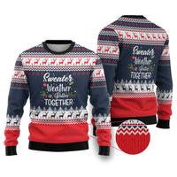 Sweater Weather Christmas Ugly Christmas Sweater with Better Together Quote and Reindeer Snowflake - Wonder Print Shop