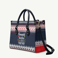 Sweater Weather Christmas Leather Bag with Better Together Quote and Reindeer Snowflake - Wonder Print Shop