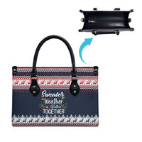 Sweater Weather Christmas Leather Bag with Better Together Quote and Reindeer Snowflake - Wonder Print Shop
