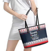 Sweater Weather Christmas Leather Tote Bag with Better Together Quote and Reindeer Snowflake - Wonder Print Shop