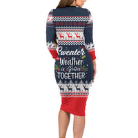 Sweater Weather Christmas Long Sleeve Bodycon Dress with Better Together Quote and Reindeer Snowflake - Wonder Print Shop