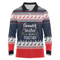 Sweater Weather Christmas Long Sleeve Polo Shirt with Better Together Quote and Reindeer Snowflake - Wonder Print Shop