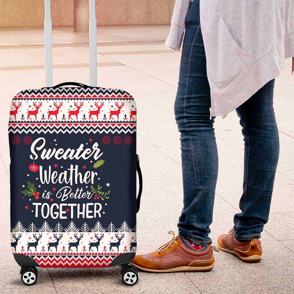 Sweater Weather Christmas Luggage Cover with Better Together Quote and Reindeer Snowflake - Wonder Print Shop