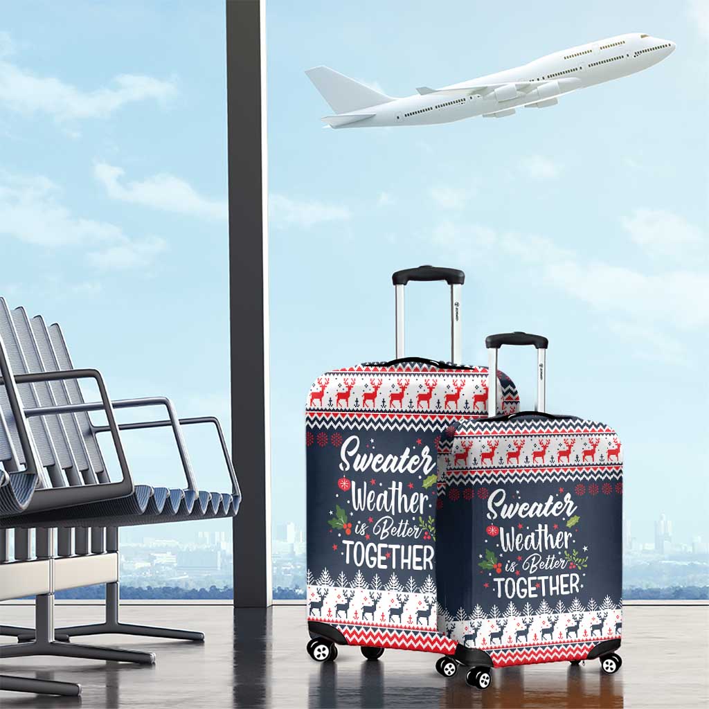 Sweater Weather Christmas Luggage Cover with Better Together Quote and Reindeer Snowflake - Wonder Print Shop