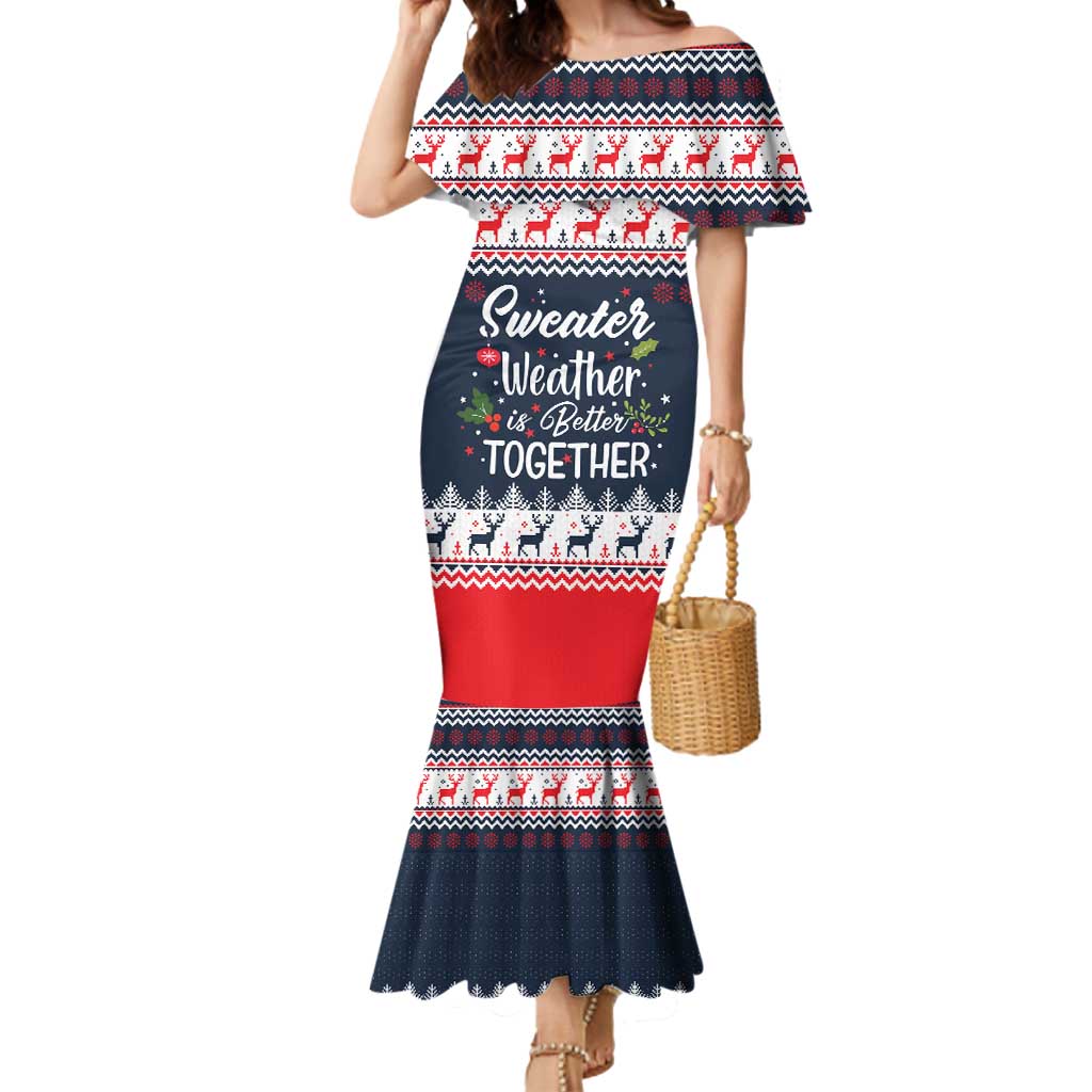 Sweater Weather Christmas Mermaid Dress with Better Together Quote and Reindeer Snowflake - Wonder Print Shop