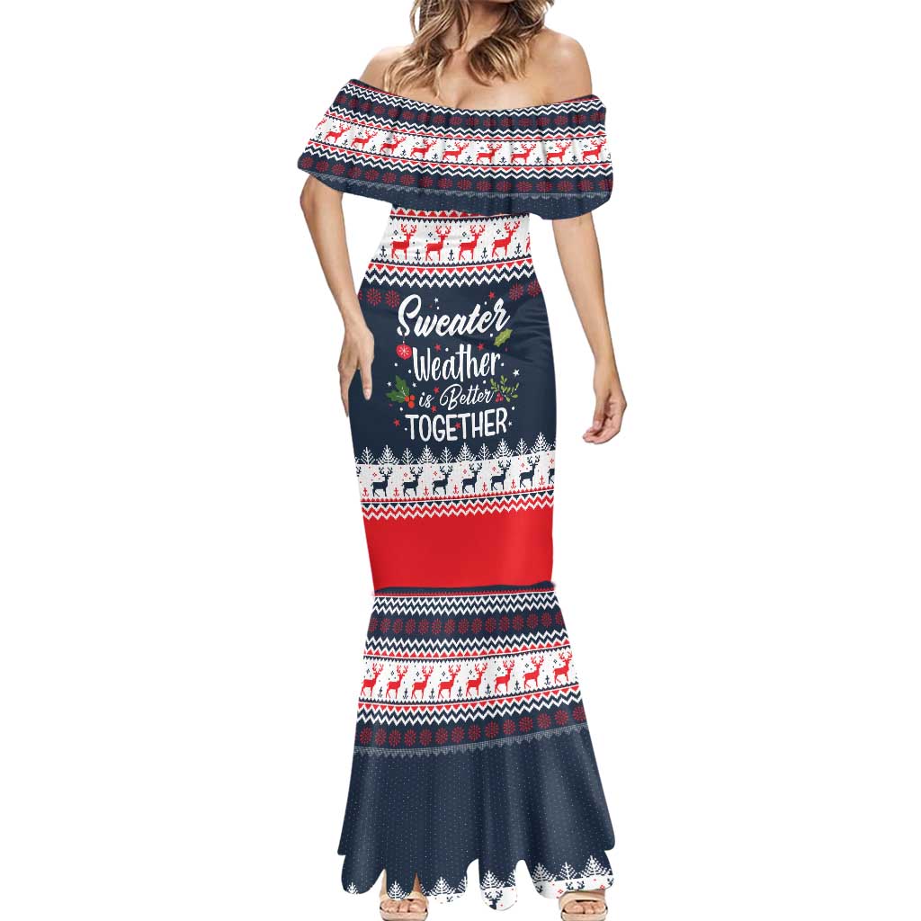 Sweater Weather Christmas Mermaid Dress with Better Together Quote and Reindeer Snowflake - Wonder Print Shop