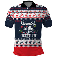 Sweater Weather Christmas Polo Shirt with Better Together Quote and Reindeer Snowflake - Wonder Print Shop