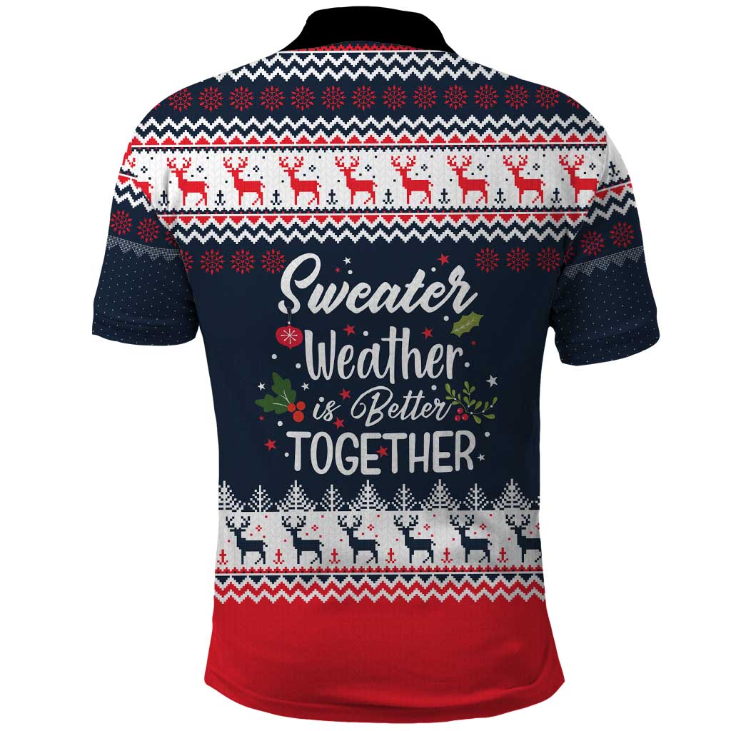 Sweater Weather Christmas Polo Shirt with Better Together Quote and Reindeer Snowflake - Wonder Print Shop