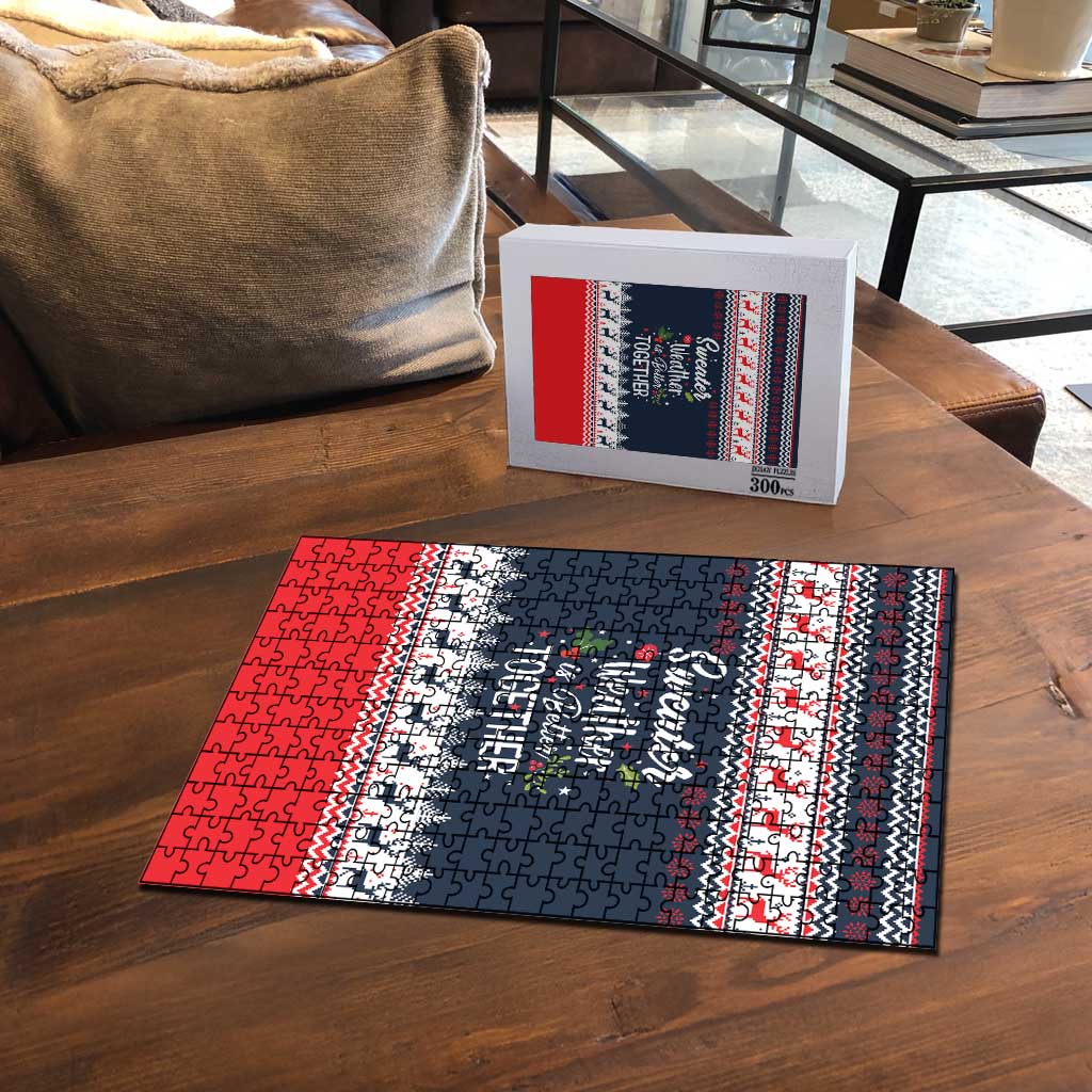 Sweater Weather Christmas Puzzle with Better Together Quote and Reindeer Snowflake - Wonder Print Shop