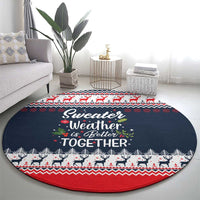 Sweater Weather Christmas Round Carpet with Better Together Quote and Reindeer Snowflake - Wonder Print Shop