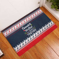 Sweater Weather Christmas Rubber Doormat with Better Together Quote and Reindeer Snowflake - Wonder Print Shop