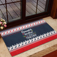 Sweater Weather Christmas Rubber Doormat with Better Together Quote and Reindeer Snowflake - Wonder Print Shop