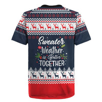 Sweater Weather Christmas Rugby Jersey with Better Together Quote and Reindeer Snowflake - Wonder Print Shop