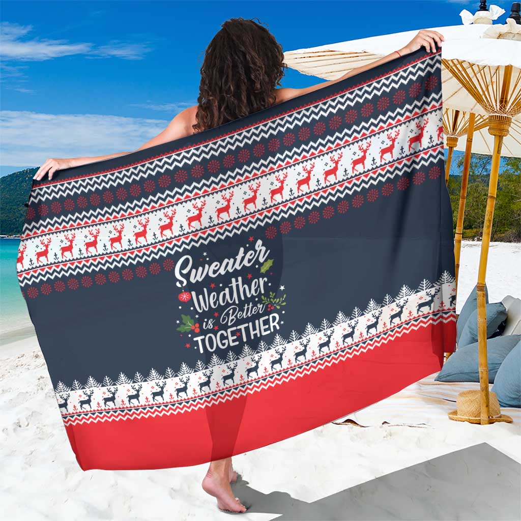 Sweater Weather Christmas Sarong with Better Together Quote and Reindeer Snowflake - Wonder Print Shop