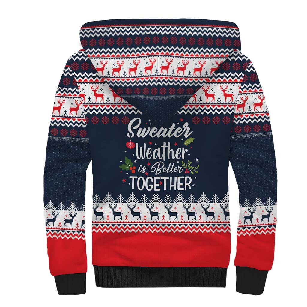Sweater Weather Christmas Sherpa Hoodie with Better Together Quote and Reindeer Snowflake - Wonder Print Shop