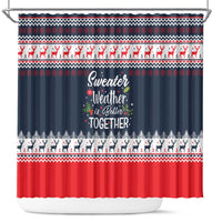 Sweater Weather Christmas Shower Curtain with Better Together Quote and Reindeer Snowflake - Wonder Print Shop