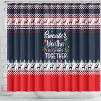Sweater Weather Christmas Shower Curtain with Better Together Quote and Reindeer Snowflake - Wonder Print Shop