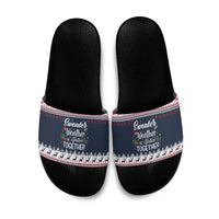 Sweater Weather Christmas Slide Sandals with Better Together Quote and Reindeer Snowflake - Wonder Print Shop