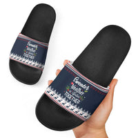 Sweater Weather Christmas Slide Sandals with Better Together Quote and Reindeer Snowflake - Wonder Print Shop